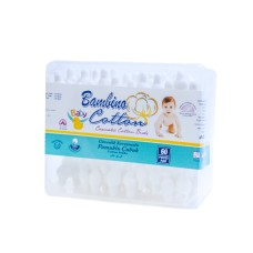 Гигиенические ватные палочки с ограничителем Baby Bambino Cotton 60 шт.