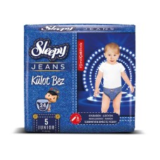 Трусики Sleepy Natural Ultra Sensitive  JEANS 5 Junior, 11-18кг, 24 шт