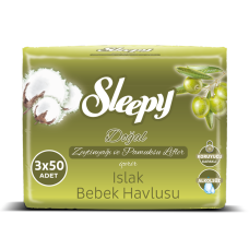 Влажные салфетки SLEEPY 50 Хлопок с оливковым маслом x3 Коробка