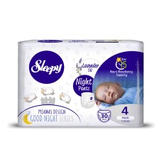 Трусики Sleepy Natural Ultra Sensitive Night 4 Maxi, 7-14кг, 30 шт