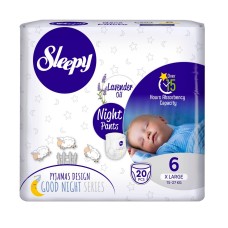 Трусики Sleepy Natural Ultra Sensitive Night 6 Xlarge , 15-25кг, 20 шт