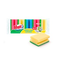 Губка для посуды Magic Clean с бороздками 5шт/комплект Губка для посуды Magic Clean с бороздками 5шт/комплект
