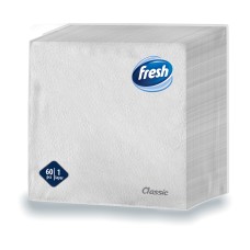 Бумажные салфетки FRESH CLASSIC 33x33 см Белые, 1 слой, 60 шт.