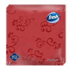 Бумажные салфетки FRESH PREMIUM 38x38 см Red, 2 слоя, 25 шт.