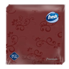 Бумажные салфетки FRESH PREMIUM 38x38 см Bordeaux, 2 слоя, 25 шт.