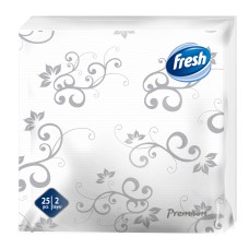 Бумажные салфетки FRESH PREMIUM 38x38 см White Silver, 2 слоя, 25 шт.