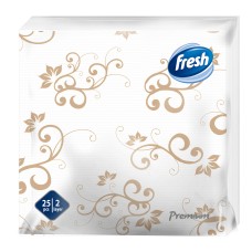 Бумажные салфетки FRESH PREMIUM 38x38 см White Gold, 2 слоя, 25 шт.