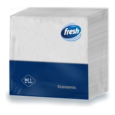 Бумажные салфетки FRESH ECONOMIC 30x30 см Белые, 1 слой, 50 шт.