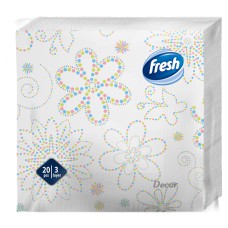 Бумажные салфетки FRESH DEKOR 33x33 см Flowers, 3 слоя, 20 шт.