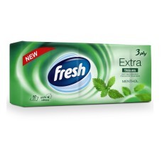 Платочки бумажные носовые Fresh Extra Mentol, 3 слоя, 10 упаковок