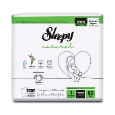 Подгузники Sleepy Natural Ultra Sensitive Double 1 Newborn , 2-5кг, 80 штук