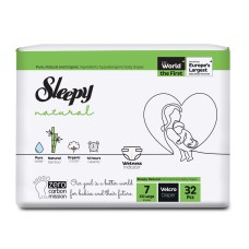 Подгузники Sleepy Natural Ultra Sensitive Double 7 XXLarge , 20-30кг, 32 штук