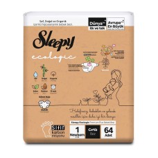 Подгузники Sleepy Ecologic Double 1 Newborn , 2-5кг, 64 штук
