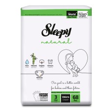 Подгузники Sleepy Natural Ultra Sensitive Double 3 Midi , 4-9кг, 68 штук
