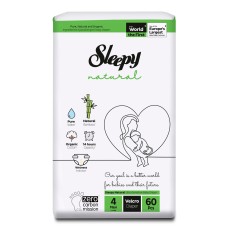 Подгузники Sleepy Natural Ultra Sensitive Double 4 Maxi , 7-14кг, 60 штук
