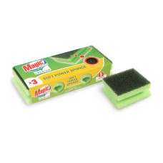 Губка  Magic Clean Premium для чистки посуды Soft  Power 3шт/комплект