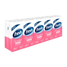 Платочки бумажные носовые Fresh Sensitive, 3 слоя, 10 упаковок