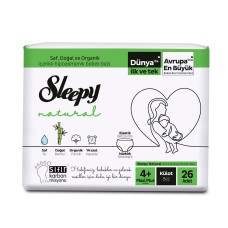 Трусики Sleepy Natural Ultra Sensitive 4+ Maxi Plus, 9-16кг, 26 шт 