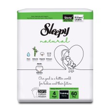Трусики Sleepy Natural Ultra Sensitive DOUBLE 4 Maxi, 7-14кг, 60 шт