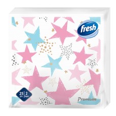 Бумажные салфетки FRESH PREMIUM 38x38 см Stars, 2 слоя, 25 шт.