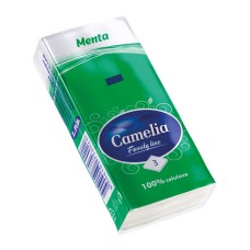 Платочки бумажные носовые CAMELIA Mint, 3 слоя, 10 упаковок
