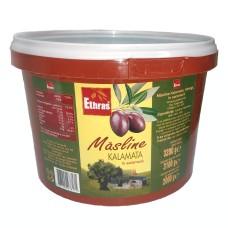 Маслины KALAMATA с косточкой ETHRAS 3200гр. (калибр 201-230)