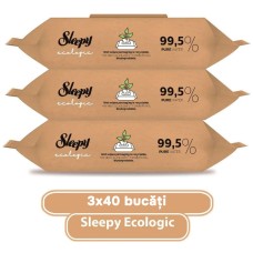 НАБОР влажных салфеток SLEEPY 3x40 шт Ecologic, пластиковая крышка