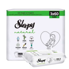 НАБОР влажных салфеток SLEEPY Natural 3x60 шт NewBorn, пластиковая крышка