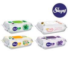 Комплект 4x Влажные салфетки SLEEPY 100 шт, пластиковая крышка