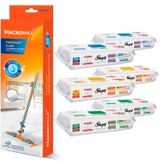 Швабра MACROMAX + Комплект 6x Влажные салфетки для швабры SLEEPY EASY CLEAN 6x50шт
